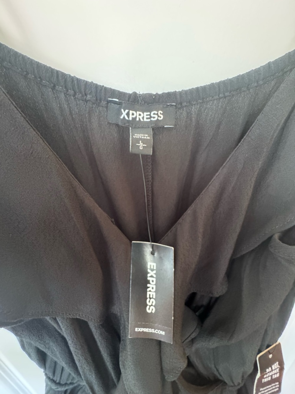 Express Black Cold-Shoulder Ruffle Maxi Dress - Picture 6 of 6